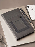 Edgemont - A5 Faux Leather Notebook with Phone Pocket & Pen Loop - Grey