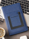 Edgemont - A5 Faux Leather Notebook with Phone Pocket & Pen Loop - Blue